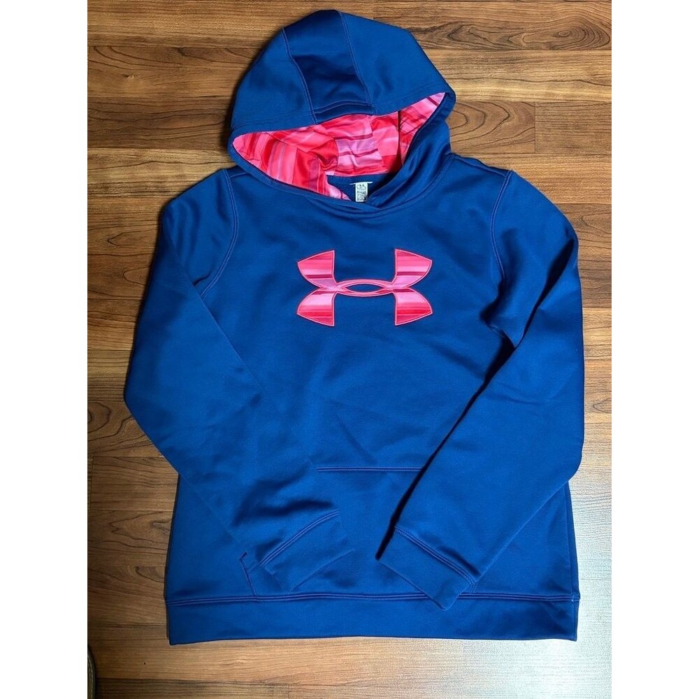 Under Armour Blue Hoodie with Pink Logo